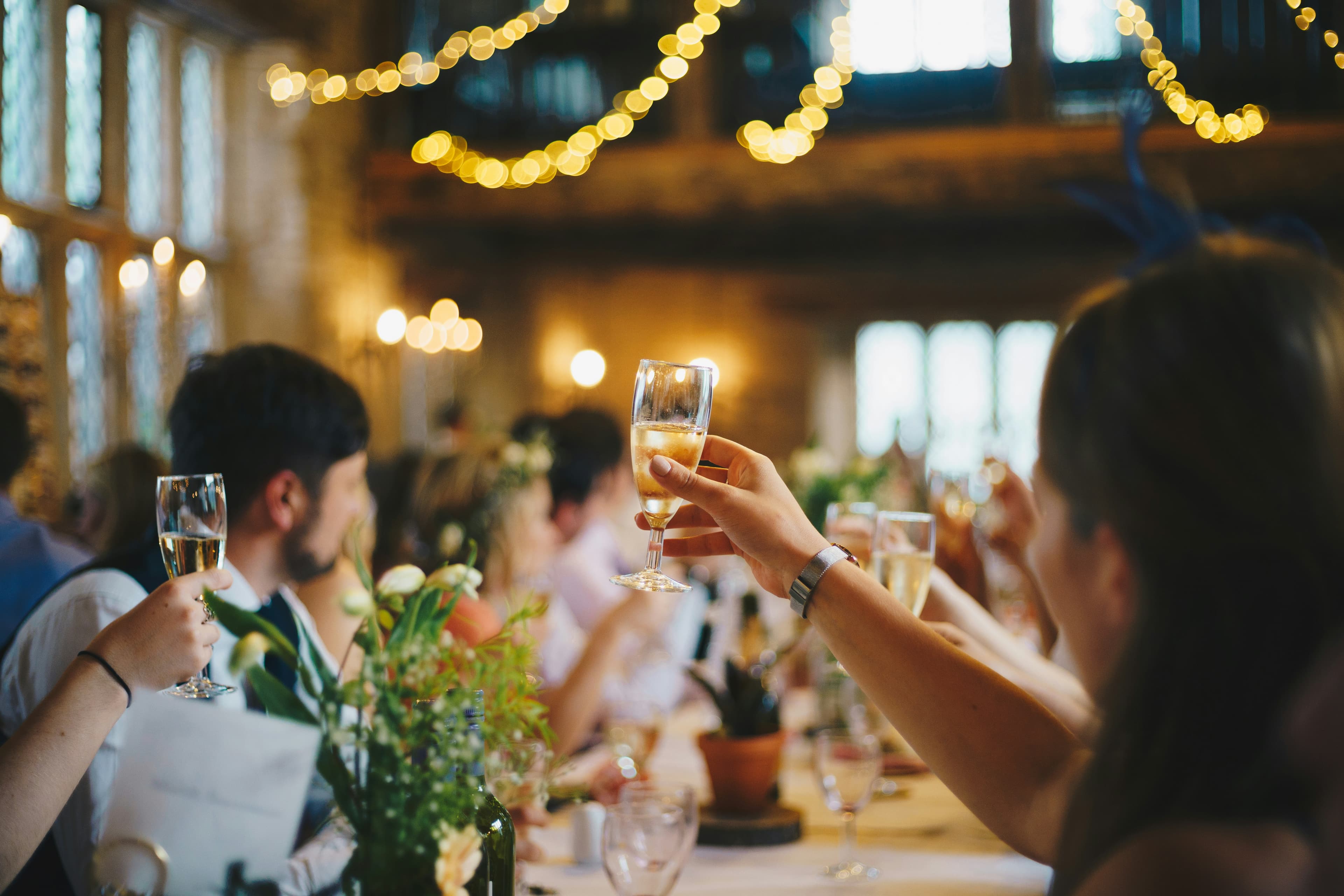 Guests raising a toast at a celebration